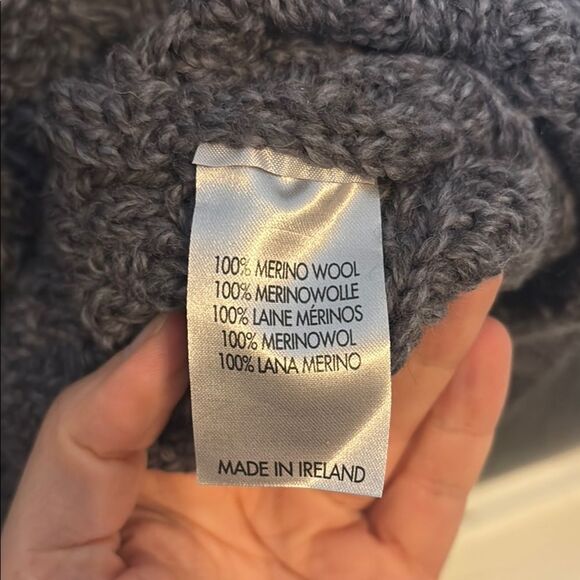 NWT Aran Sweater Market Women’s Gray Merino Wool Crew Neck Sweater Size XL - Picture 7 of 8